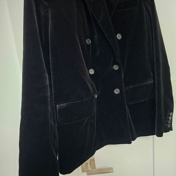 Marc by Marc Jacobs Velvet Lapel Collar Double Breasted Blazer in Black - Picture 3 of 13